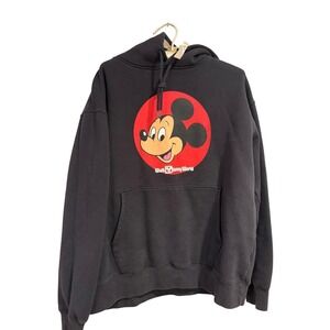 Disney World Mickey Mouse Graphic Hoodie Black Pullover Sweatshirt Large